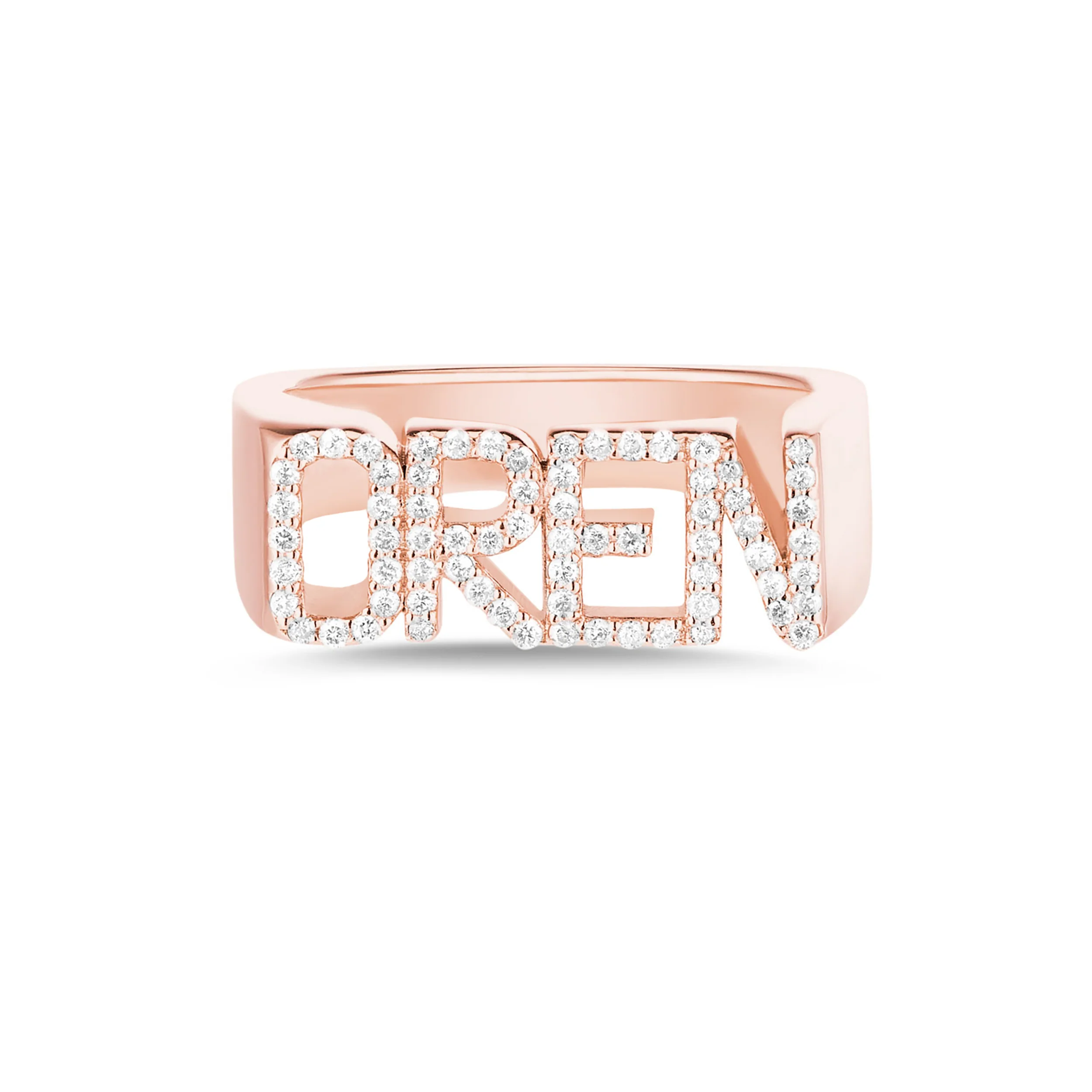Initial Ring Custom - 3D Name Ring Custom Diamond Name