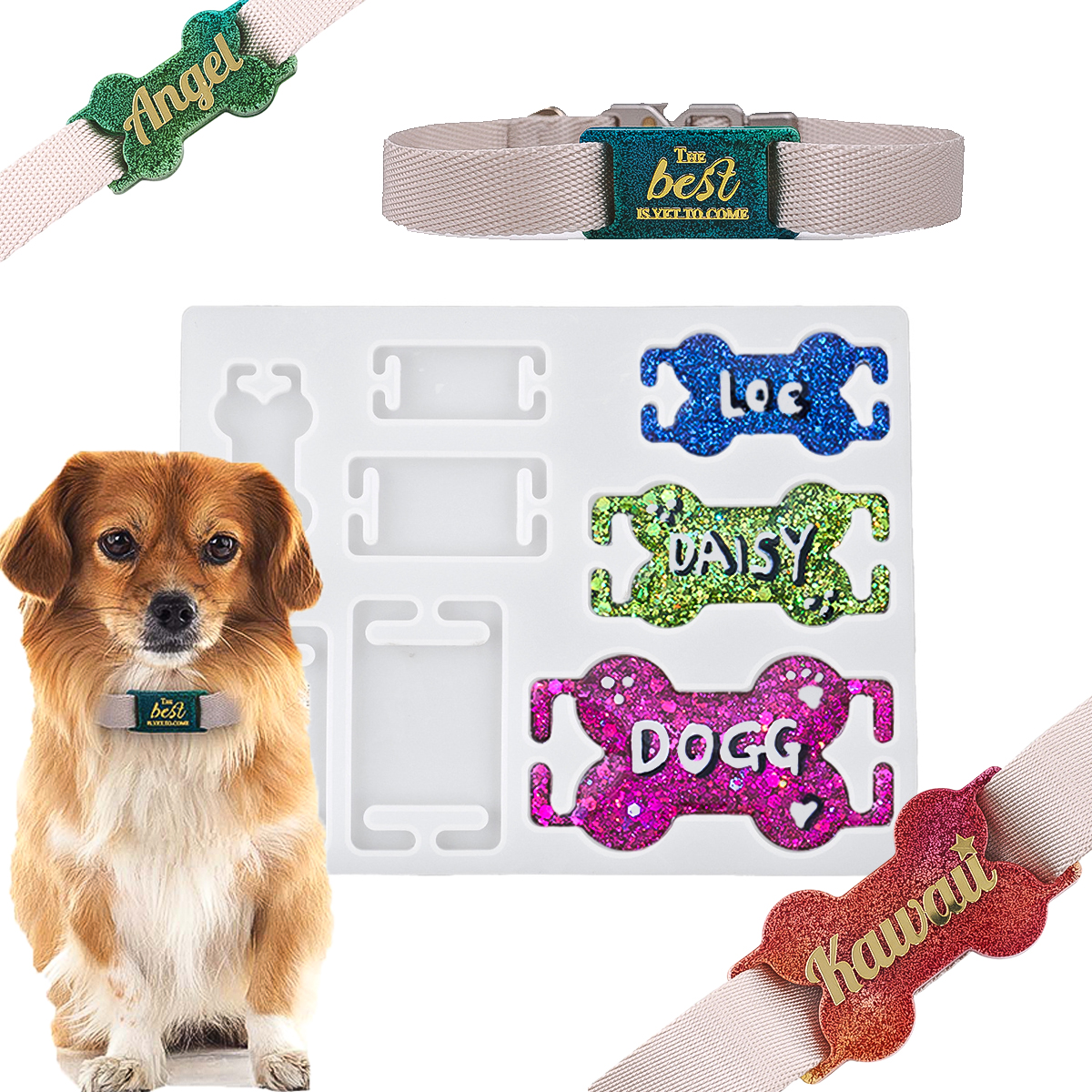 DIY Cat Dog ID Tag Silicone Mo - Name Necklace Custom 评论和价格