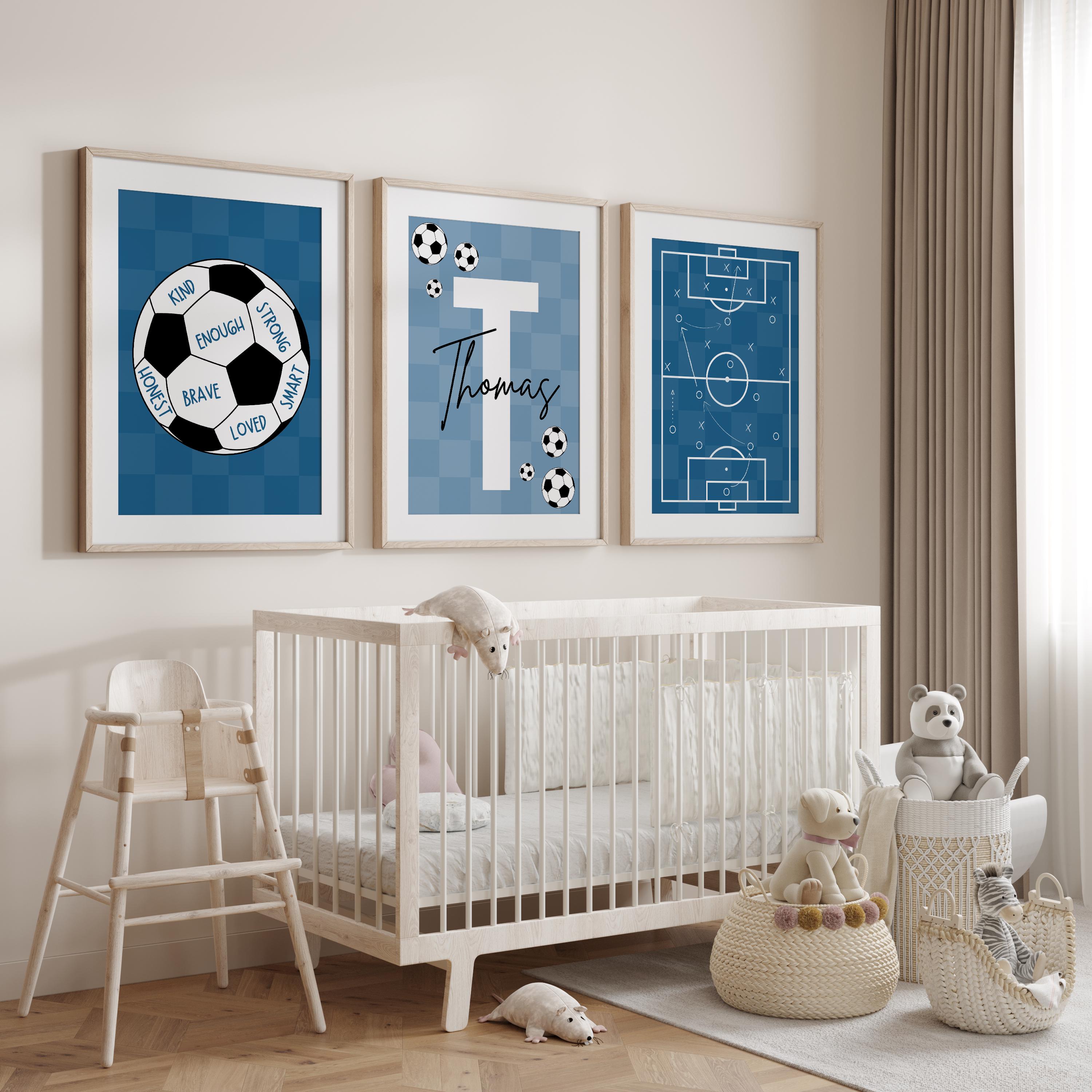 Custom Soccer Wall Art Set Aff - Personalized Name Box 评论和价格
