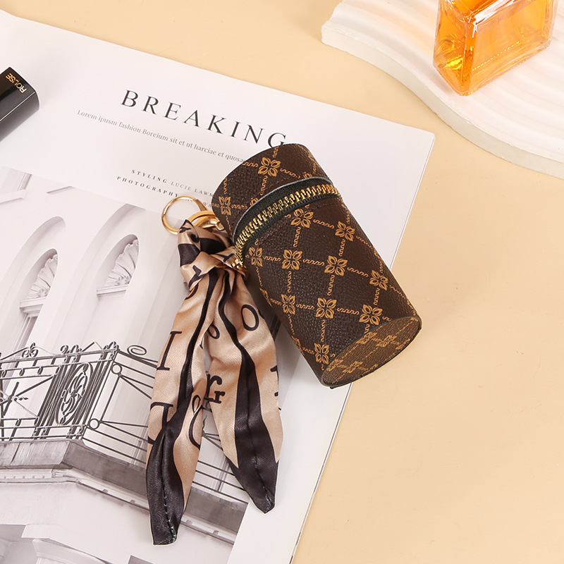 Scarf Pattern Lipstick Keychai - Monogram Keychain Leather 评论和价格
