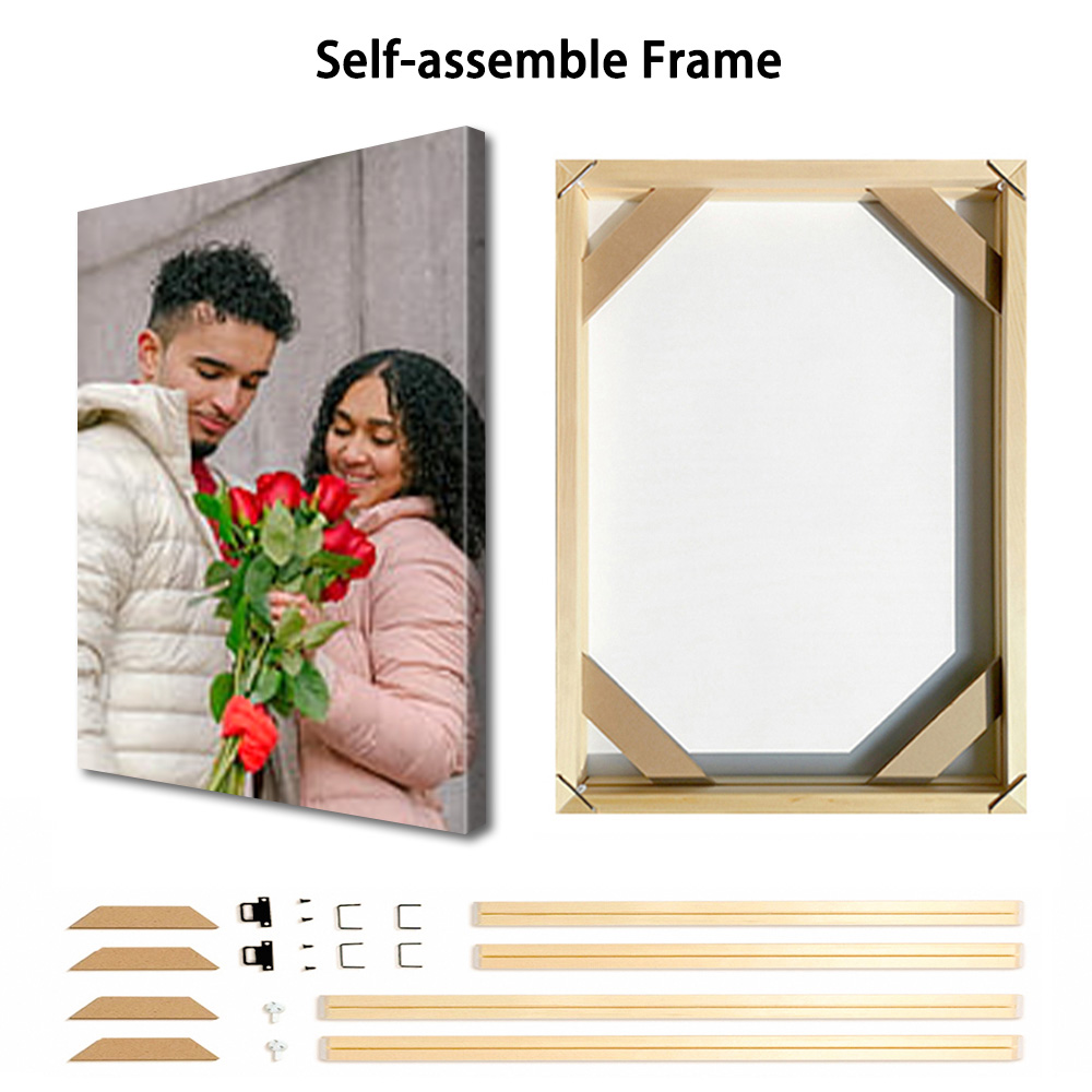 1 Pc Customized Photos on Canv - Engraved Wood Frame 评论和价格