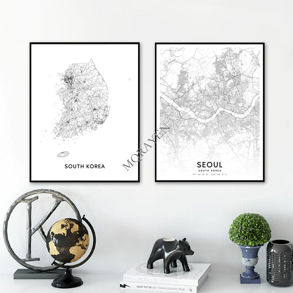 South Korea Map Black and Whit - Custom Star Map 评论和价格