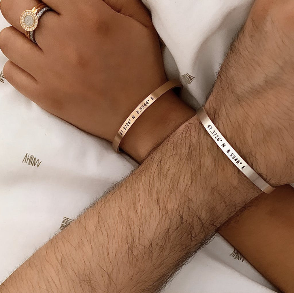 Custom Phrase Cuff Bracelets f - Coordinates Bracelet 评论和价格