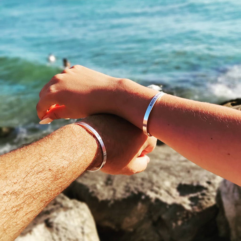 Custom Phrase Cuff Bracelets f - Coordinates Bracelet 评论和价格