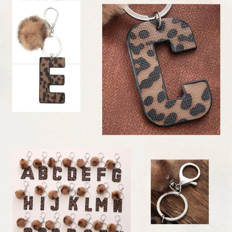 A-M Fashion Leopard Alphabet A - Monogram Keychain Leather 评论和价格