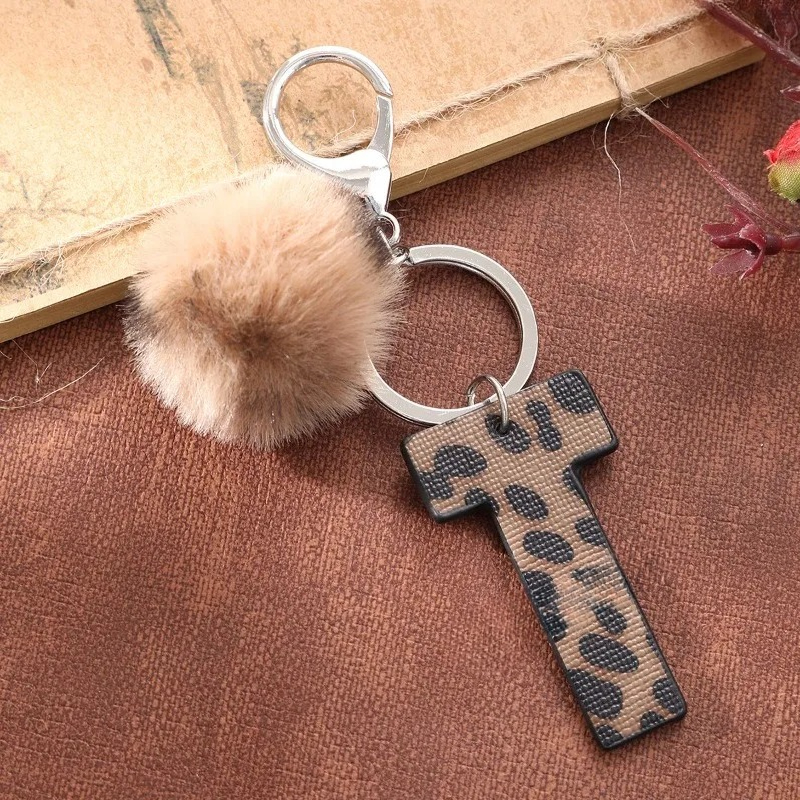 A-M Fashion Leopard Alphabet A - Monogram Keychain Leather 评论和价格