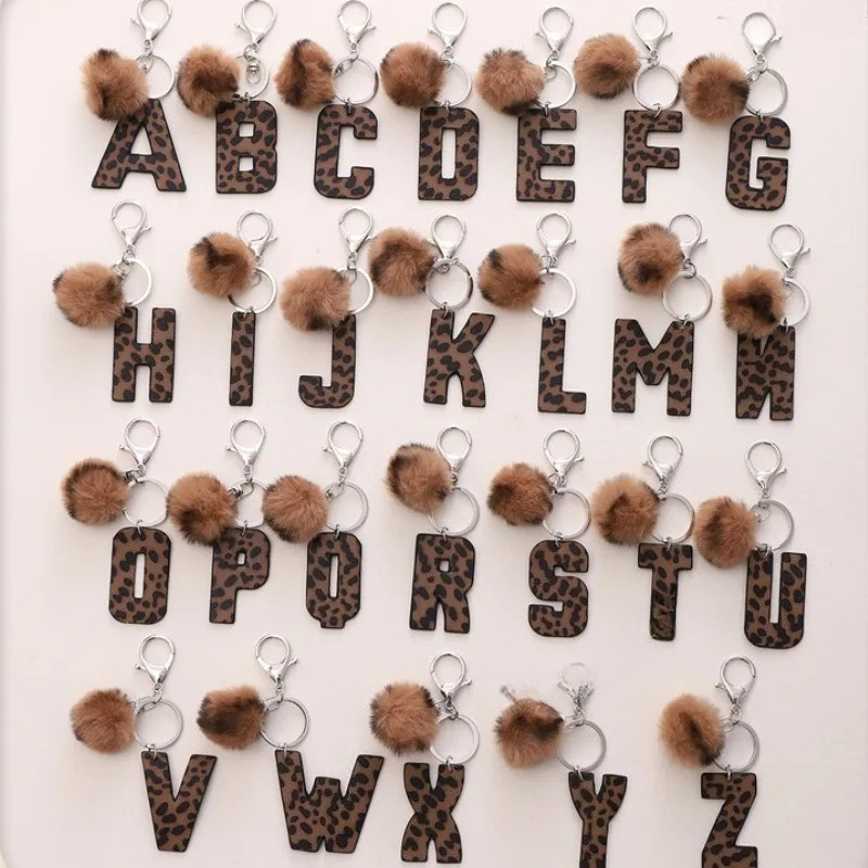 A-M Fashion Leopard Alphabet A - Monogram Keychain Leather 评论和价格