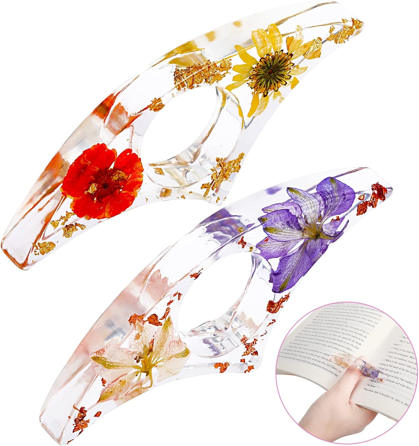 2 Pcs Dried Flower Resin Book  - Dried Flower Bookmark 评论和价格