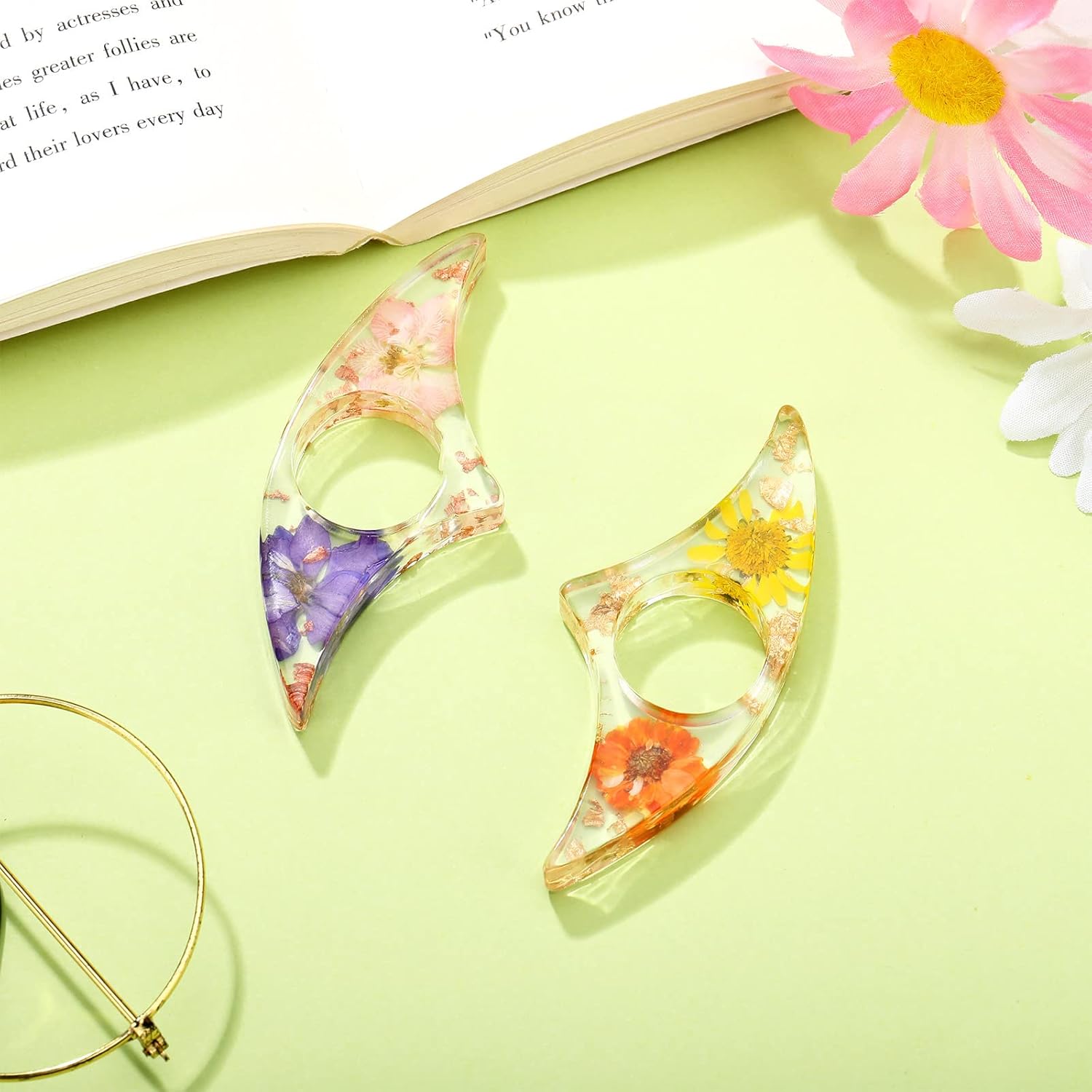 2 Pcs Dried Flower Resin Book  - Dried Flower Bookmark 评论和价格