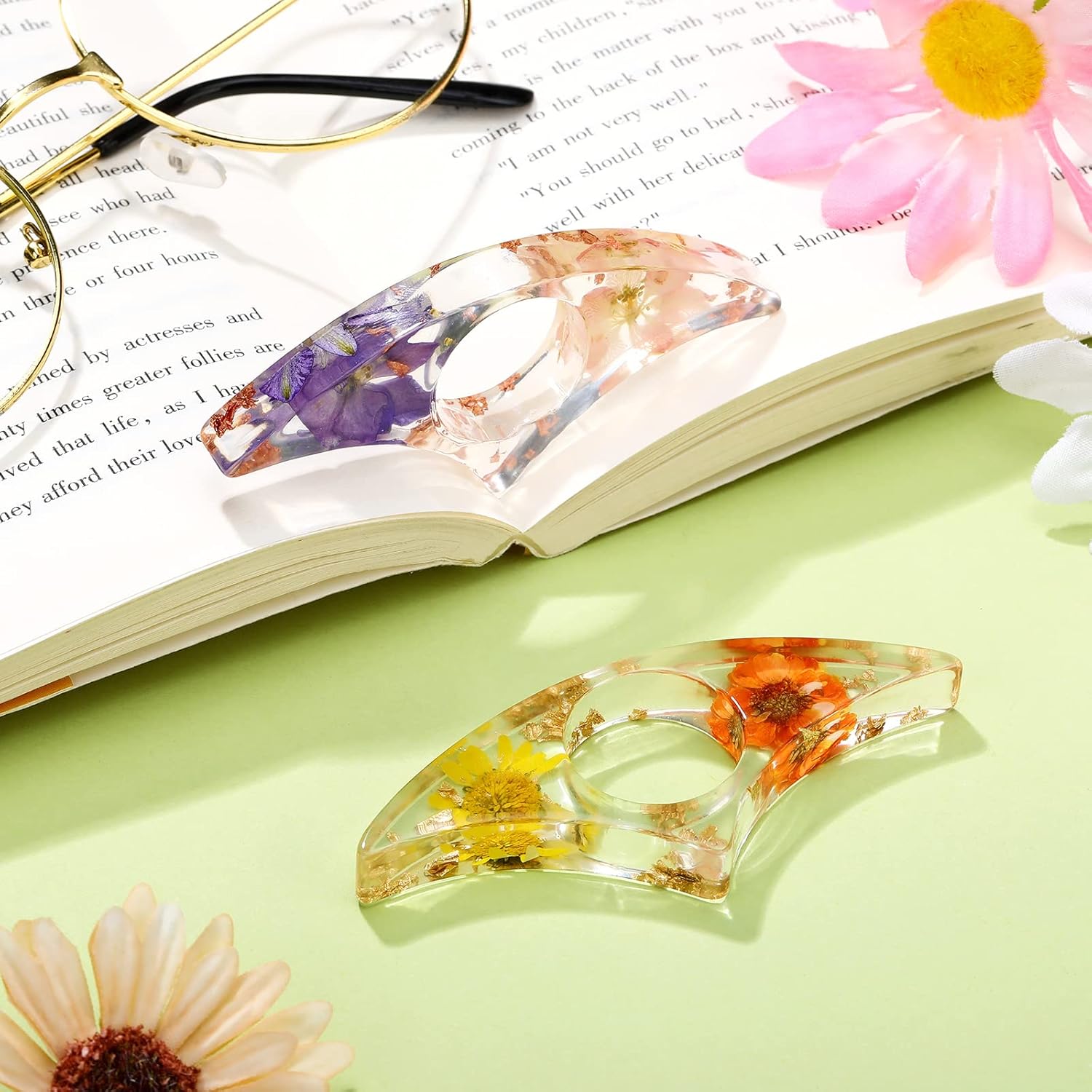 2 Pcs Dried Flower Resin Book  - Dried Flower Bookmark 评论和价格