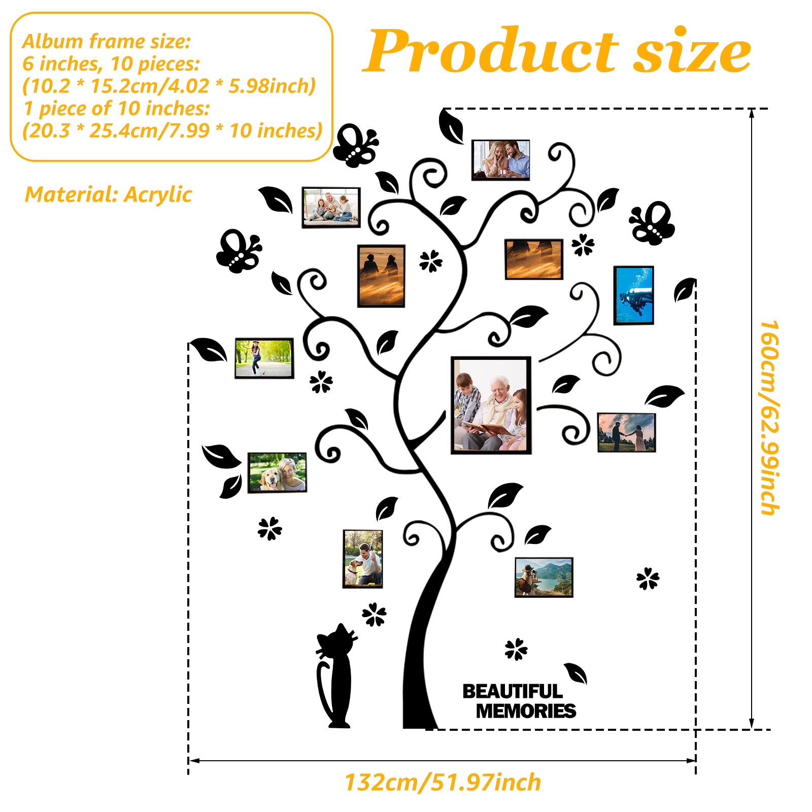 1Pc Picture Frames Tree Acryli - Family Tree Print 评论和价格