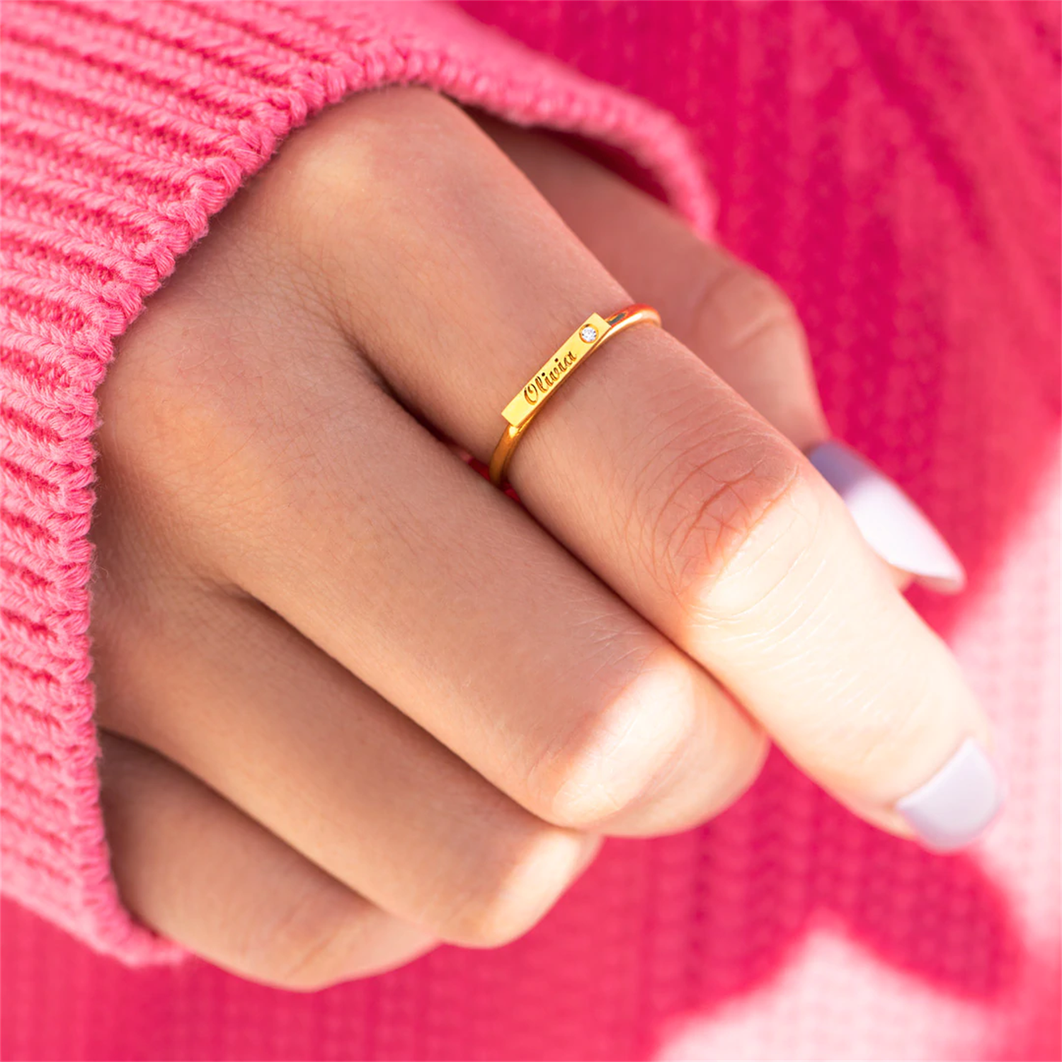 PERSONALIZED ENGRAVED MINIMALI - Initial Ring Custom 评论和价格