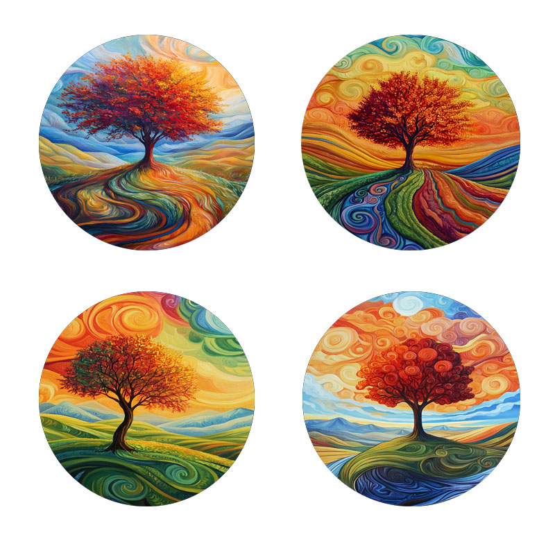 4 tree print coasters, suitabl - Family Tree Print 评论和价格