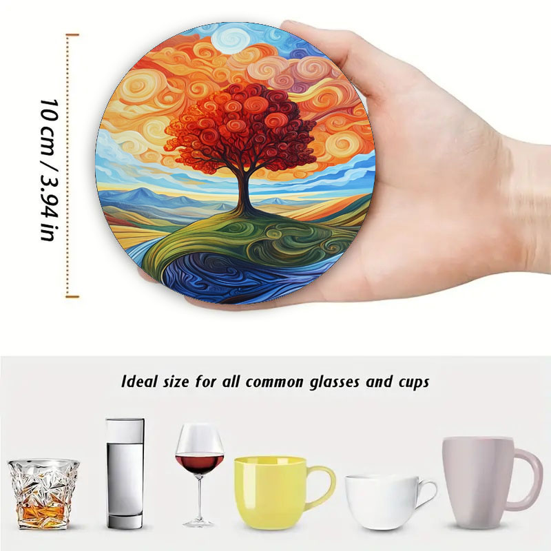 4 tree print coasters, suitabl - Family Tree Print 评论和价格