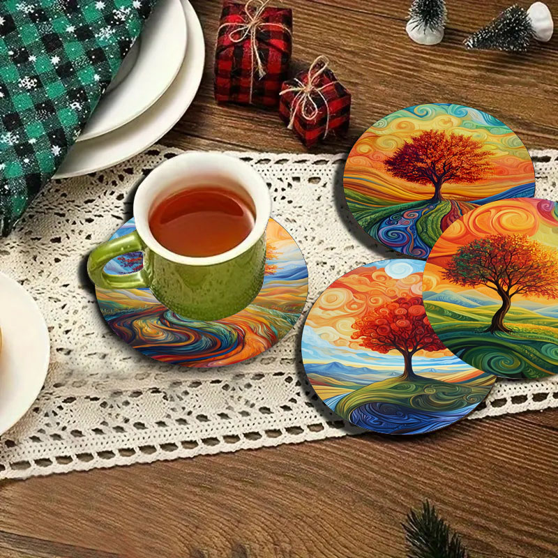 4 tree print coasters, suitabl - Family Tree Print 评论和价格