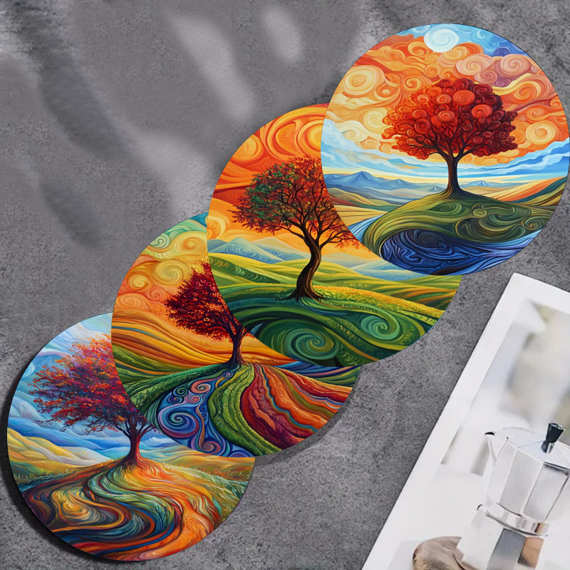 4 tree print coasters, suitabl - Family Tree Print 评论和价格