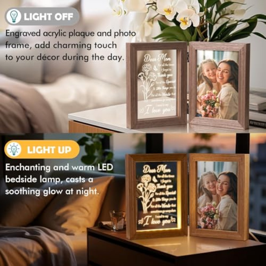 Mom Gifts from Daughters Son C - Engraved Wood Frame 评论和价格