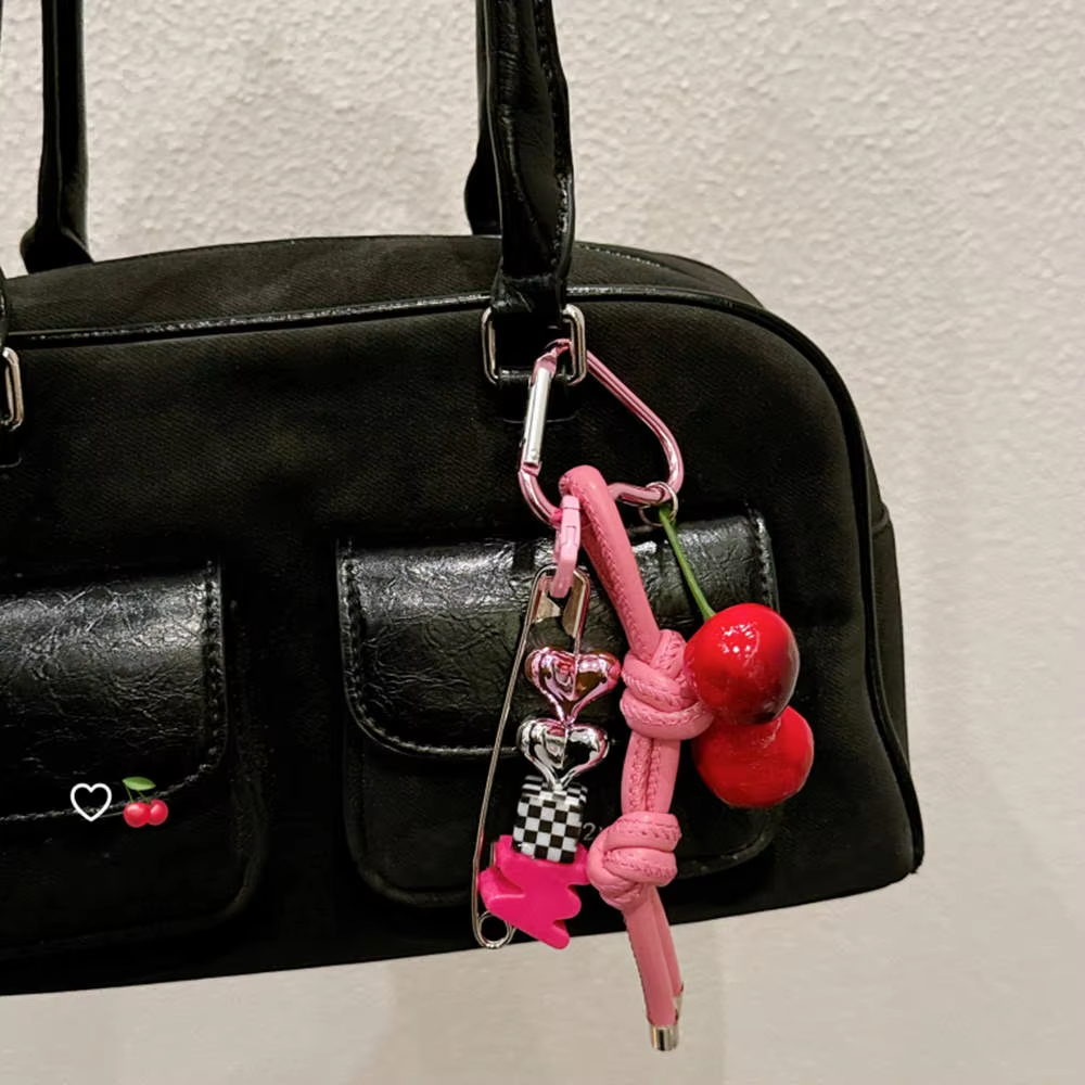 Y2k Cute Cherry Alphabet PU Le - Monogram Keychain Leather 评论和价格