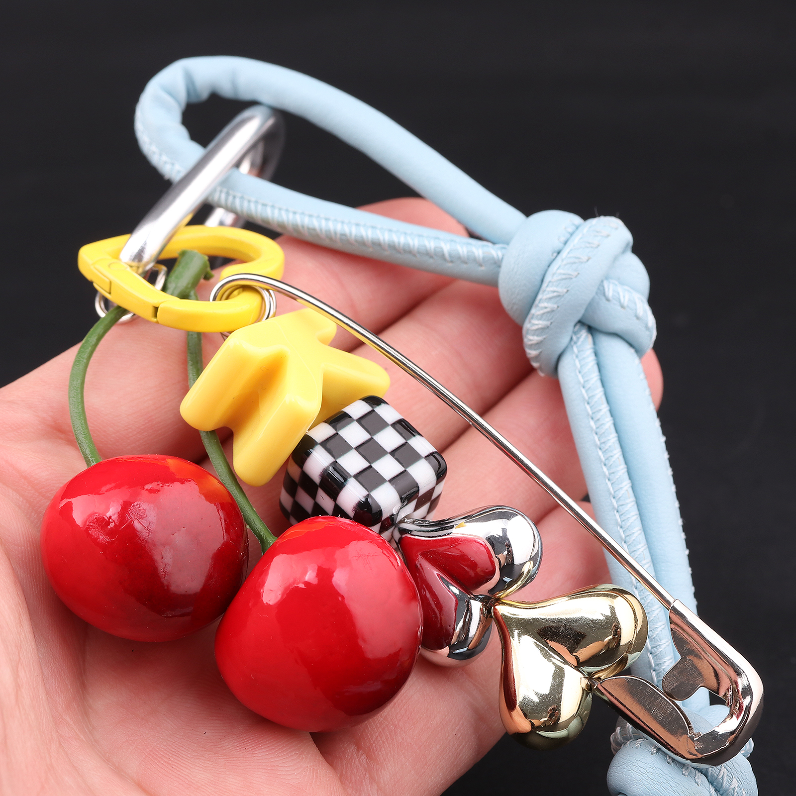 Y2k Cute Cherry Alphabet PU Le - Monogram Keychain Leather 评论和价格
