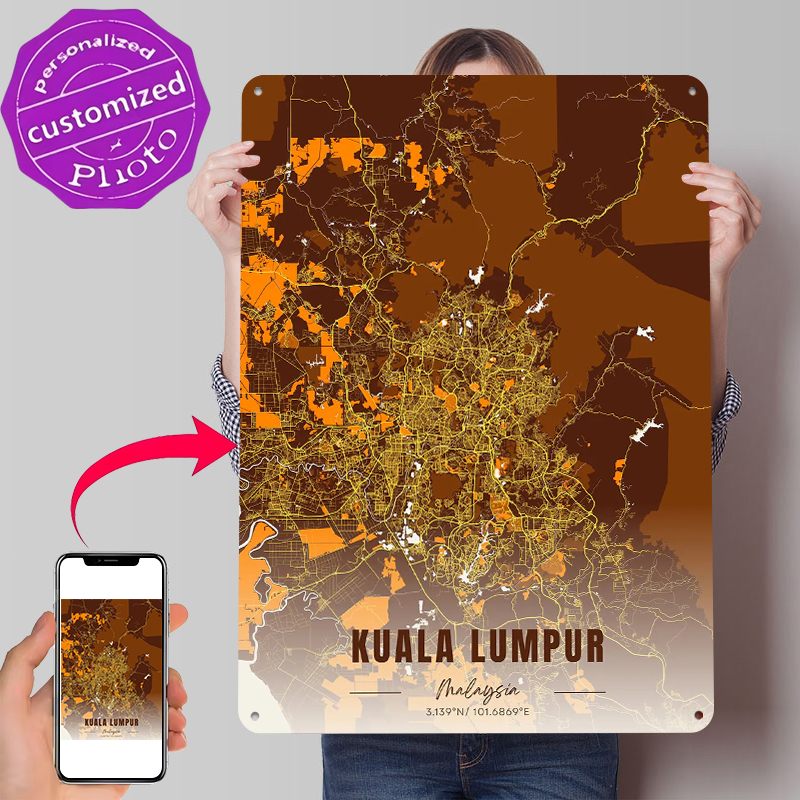 Kuala Lumpur Map Art Printed P - Custom Map Poster 评论和价格