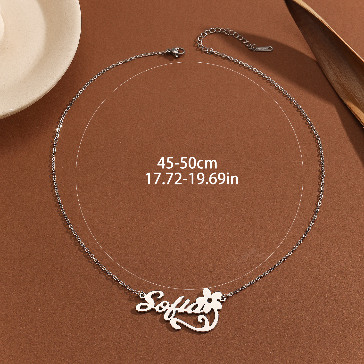 Stainless Steel Flower Letter  - Name Necklace Custom 评论和价格