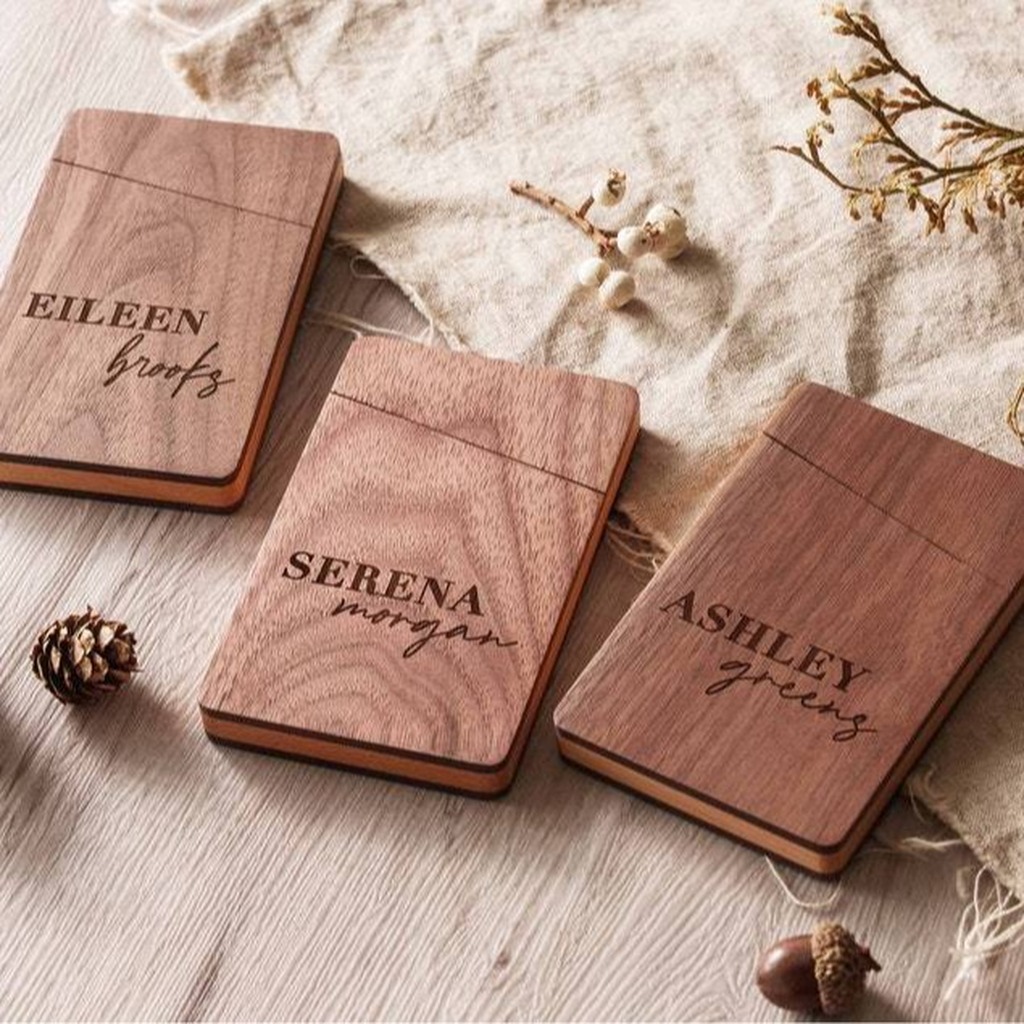 Business Card Holder Wooden Of - Personalized Name Box 评论和价格