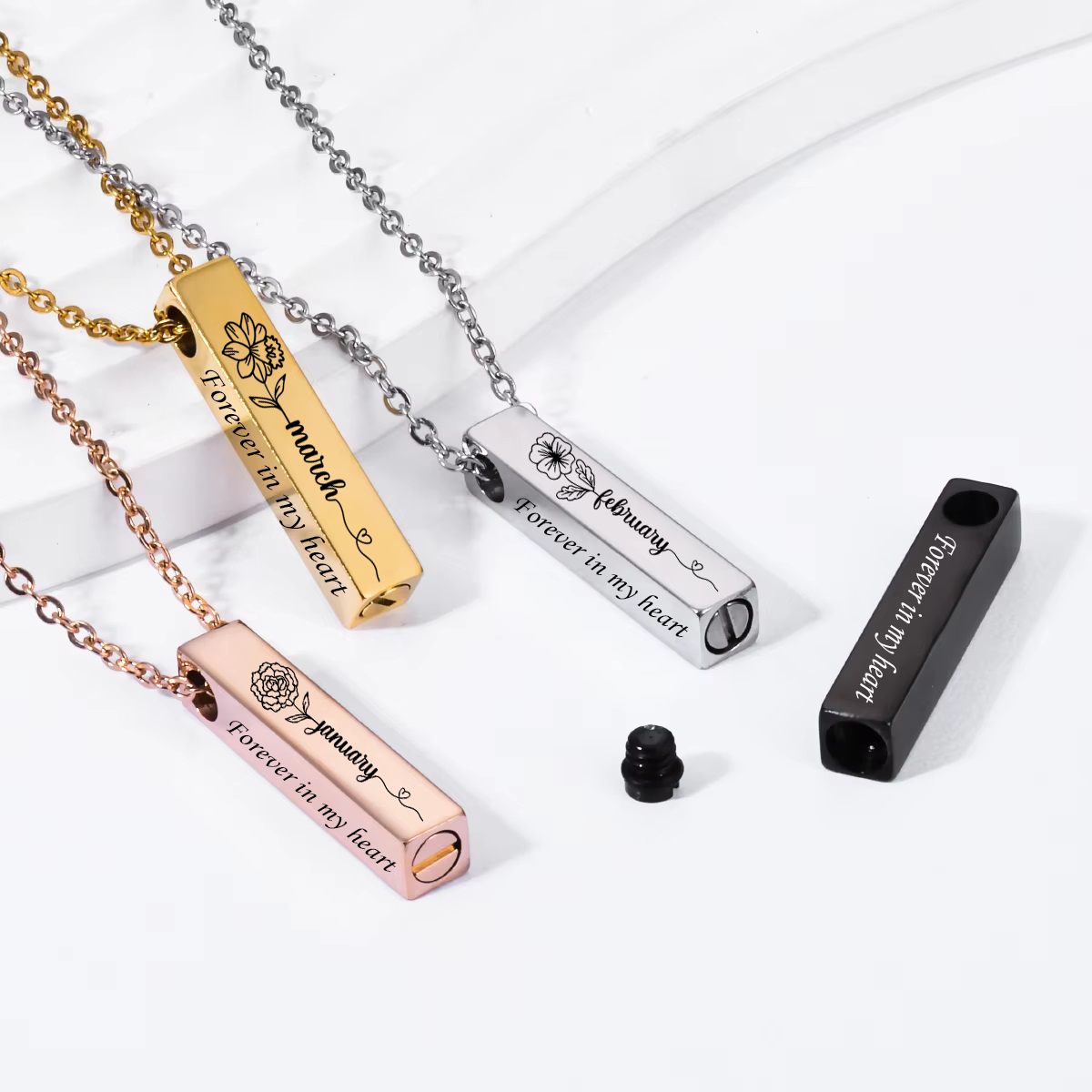 Birth Flower Urn Necklace For  - Birth Flower Necklace 评论和价格