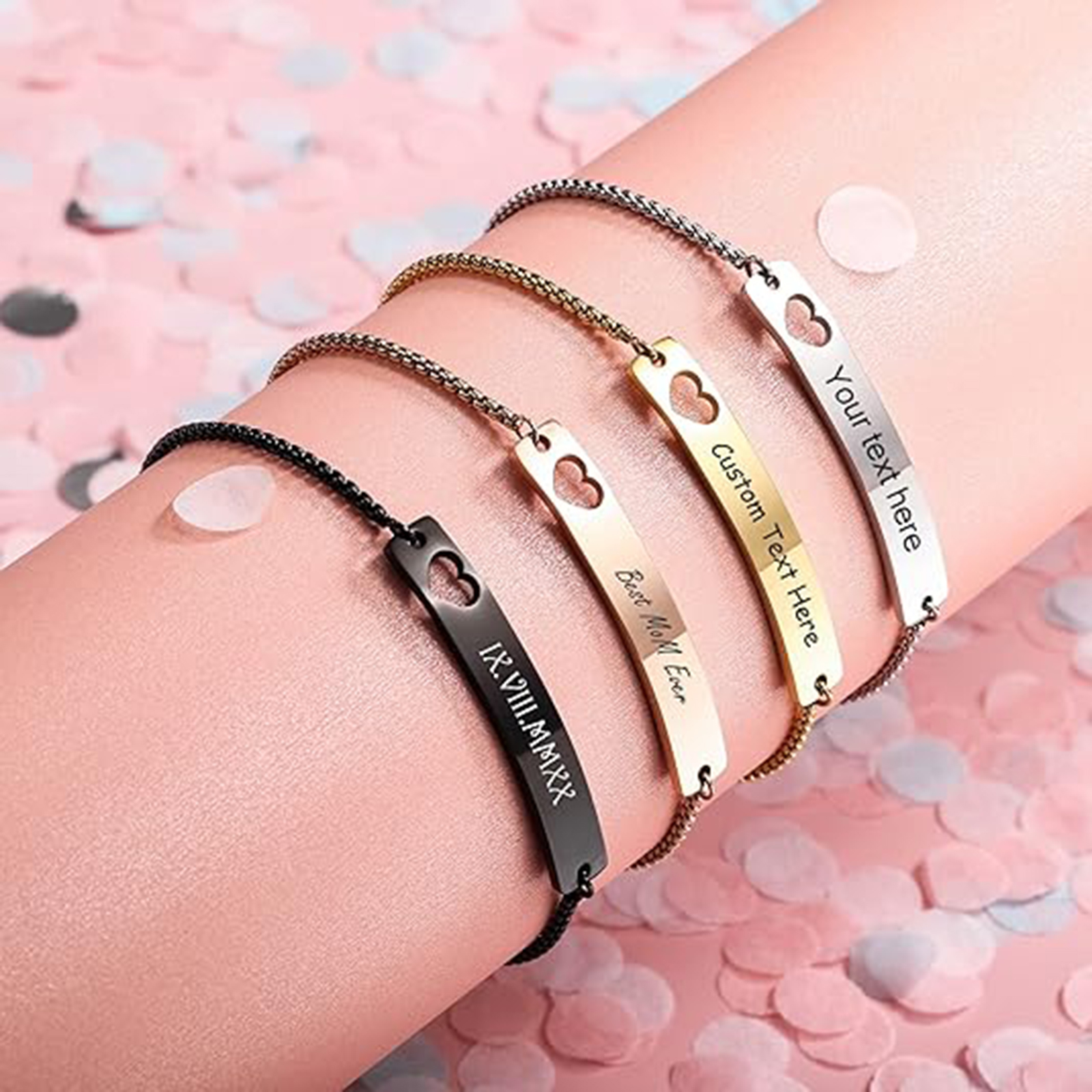 Personalized Engraved Bar Brac - Coordinates Bracelet 评论和价格